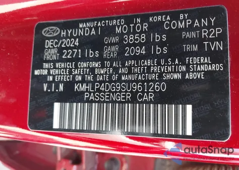 2025 Hyundai Elantra Limited z USA, uszkodzony, nr VIN KMHLP4DG9SU961260